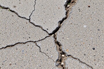 Obraz premium concrete road segment with visible cracks from temperature instability day warmth and night coolness lead to surface stress no punctuation marks or special characters used