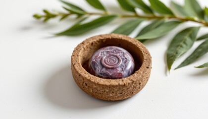 a high resolution, ultra sharp isolated chakra stone case made from soy wax, placed on a pure white background with no shadow or minimal soft shadows only