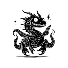 Whimsical dragon illustration with intricate scales and playful design perfect for fantasy themed projects for children