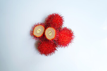Fresh Rambutan Fruit on White Background – Exotic Tropical Produce.