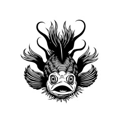 Detailed illustration of a fantail goldfish with prominent features showcasing unique aquatic animal artwork