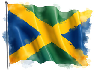 flag of Barbados with watercolor. water color painting