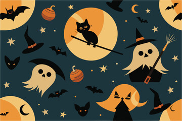 editable vector halloween pattern set with spooky (1).eps