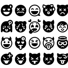 Black and white icon sheet of emoji 