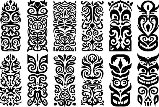 Polynesian Tribal Tattoo Pattern Set" vector bundle