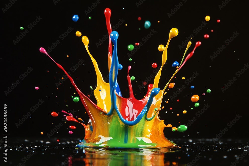 Poster a dynamic burst of paint colors floats gracefully in mid-air, creating an engaging visual spectacle 