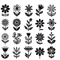 Flower Black and White icon sheet svg