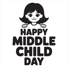 Happy middle child day girl silhouette vector illustration