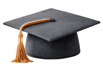 A graduation cap with a gold tassel, symbolizing academic achievement and celebration.