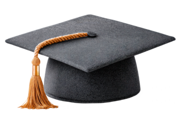 A graduation cap with a gold tassel, symbolizing academic achievement and celebration.