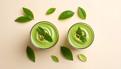 Top View of Two Matcha Parfaits

