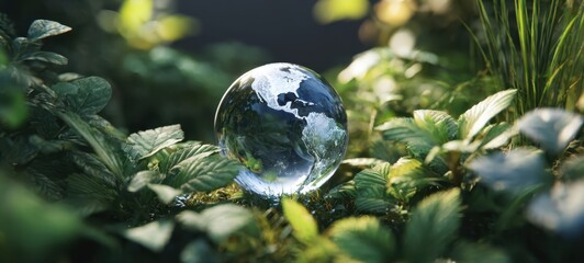 The crystal globe reflecting the vibrant beauty of nature and sustainability.