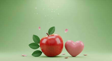 Minimalist Apple Scene with Copy Space Area