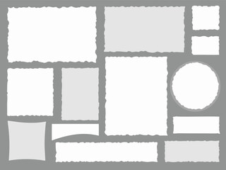 Set of Torn and Ripped Paper Pieces.