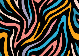 Vibrant Colorful Tiger Stripes Seamless Pattern.