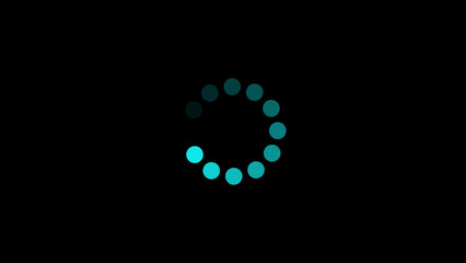 A circular loading icon with rotating segments, glowing in soft neon hues, symbolizing progress, waiting, or processing in digital environments with a smooth, continuous motion.
