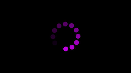 A circular loading icon with rotating segments, glowing in soft neon hues, symbolizing progress, waiting, or processing in digital environments with a smooth, continuous motion.
