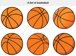 Collection of Six Orange Basketballs for Sports