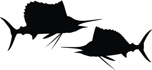 Sailfish silhouette duo ocean fishing marine life