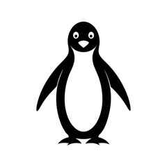 Penguin silhouette icon standing upright with flippers great for animal art with transparent background