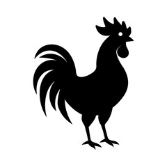 Rooster silhouette in crowing pose with sharp comb ideal for morning farm art with transparent background  