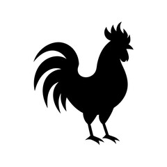 Crowing rooster silhouette icon great for farm sunrise theme with transparent background  