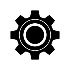 Settings gear icon silhouette in clean flat style perfect for app or UI design with transparent background