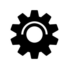 Flat gear icon silhouette great for settings or system visuals with transparent background