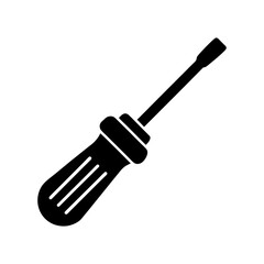 Toolkit screwdriver silhouette icon in clean style ideal for repair visuals with transparent background