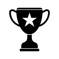 Silhouette of trophy with star in center perfect for winner badge with transparent background  