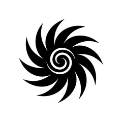 Wind symbol silhouette in spiral gust shape ideal for weather visuals with transparent background  