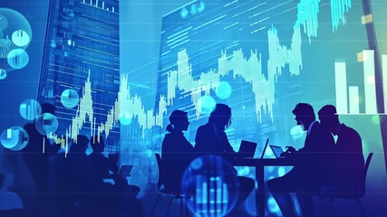 Business strategy meeting and financial analysis, teamwork collaboration and data visualization - Powered by Adobe