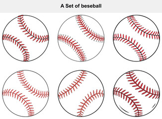 Collection of Six Illustrative Baseball Designs