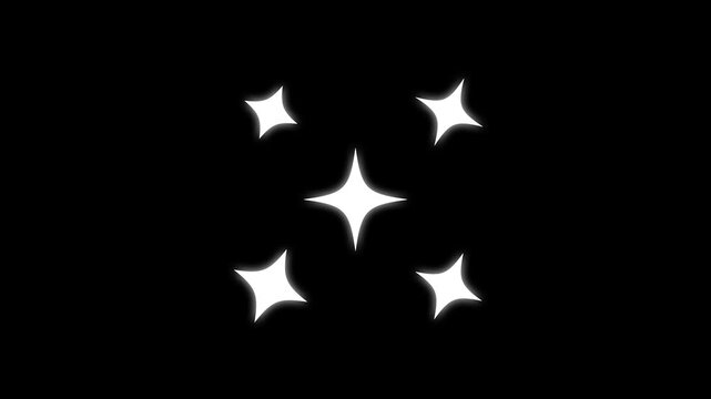 Sparkle twinkling star animation video. shiny glowing stars, fairy twinkle stars,Twinkling star, vector star light effect doodle style, Blinking light effect on 4K loop animation Video. Black screen