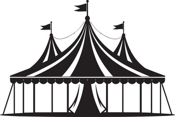 Circus Show Tent Silhouette Vector | Traditional Carnival Illustration