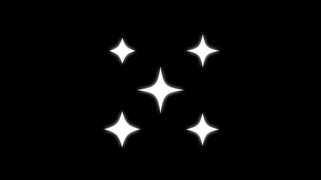 Sparkle twinkling star animation video. shiny glowing stars, fairy twinkle stars,Twinkling star, vector star light effect doodle style, Blinking light effect on 4K loop animation Video. Black screen