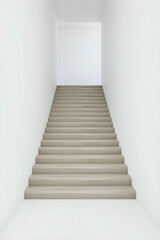 Wooden staircase leading to white empty room