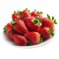 Fresh red strawberries on a white plate