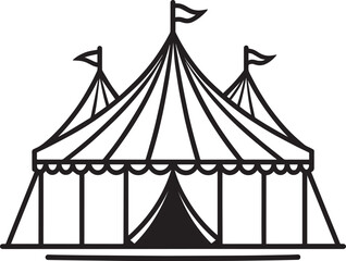 Circus Show Tent Silhouette Vector | Traditional Carnival Illustration