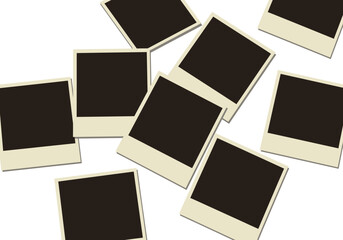 Scattered blank polaroidstyle photos