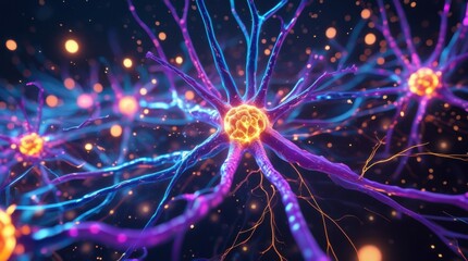 Neural Network Activity with Glowing Brain Connections, High-Resolution Concept Art	
