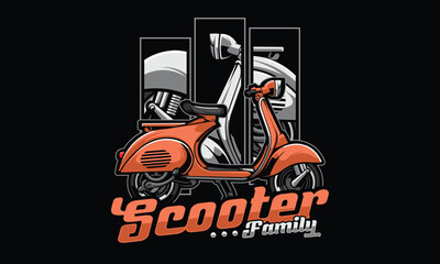 Scooter family illustrator