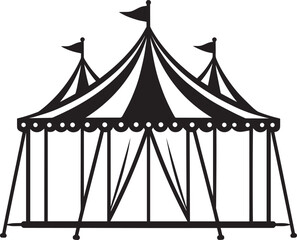 Circus Show Tent Silhouette Vector | Traditional Carnival Illustration