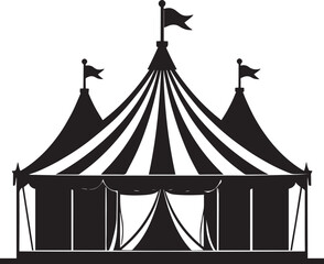 Circus Show Tent Silhouette Vector | Traditional Carnival Illustration