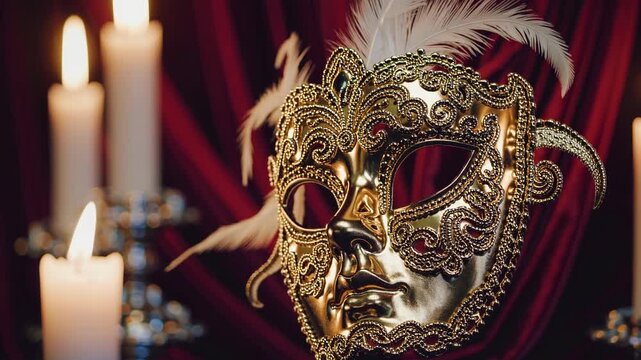 Ornate Golden Venetian Mask Display