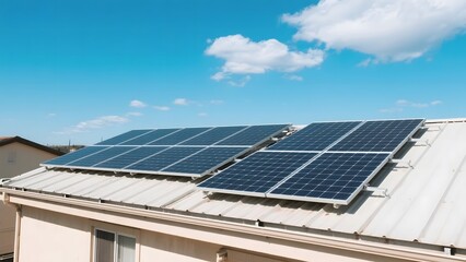 Solar Panels Installed on a Roof Under a Clear Sky