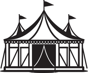 Circus Show Tent Silhouette Vector | Traditional Carnival Illustration