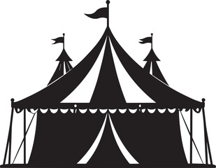 Circus Show Tent Silhouette Vector | Traditional Carnival Illustration