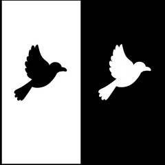 Dove Icon on Black and White Vector Backgrounds
