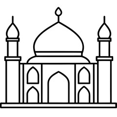 Minimal Mosque Line Art Vector